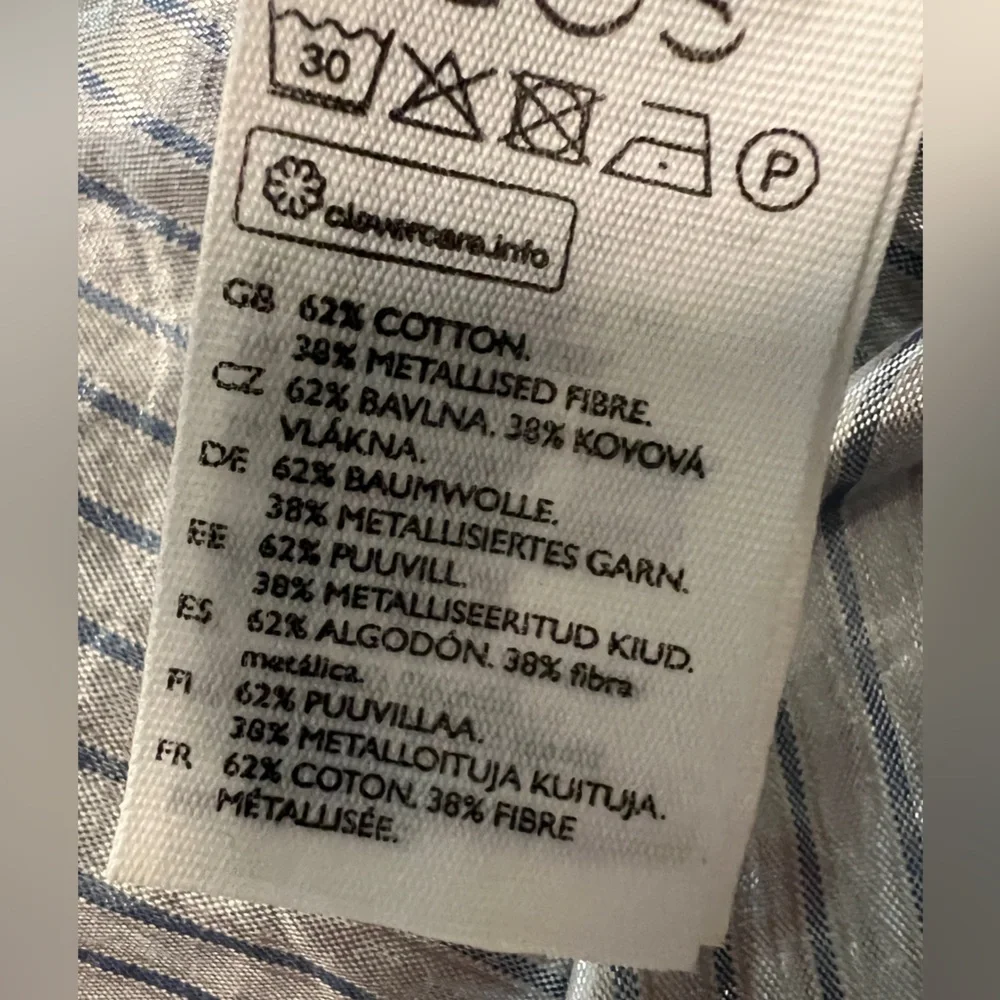 COS $175 Metallic Silver Striped Asymmetrical Wrap‎ Midi Skirt Romania Holiday - Picture 8 of 9